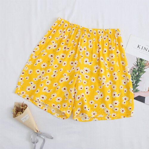 Loose smooth comfortable women's sleep bottoms floral print female home wear pants: 07 / L(45-60KG)