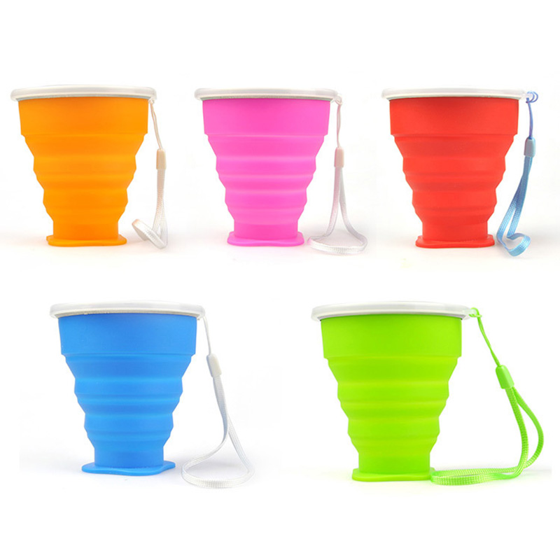 Nuevas tazas de silicona para viaje al aire libre, vasos plegables retráctiles plegables, vasos de agua plegables telescópicos HG99
