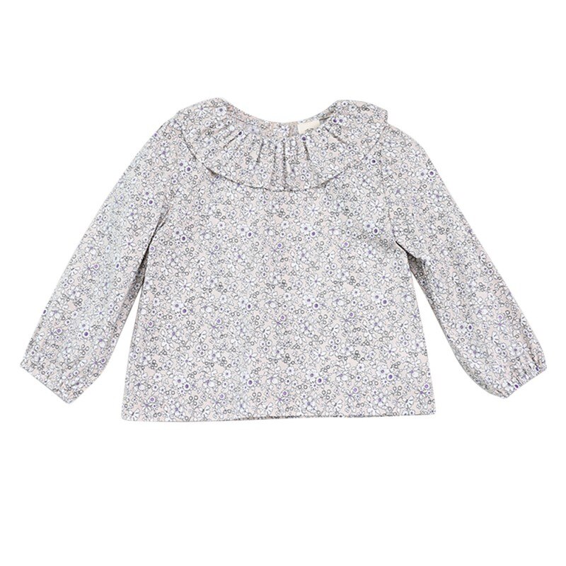 Leuke Meisjes Blouse Bloem Mouwen Kraag Blouse Puff Tops Baby Effen Meisje Meisjes Kleding