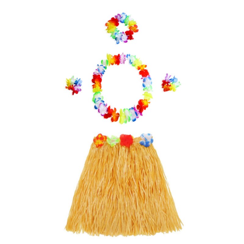 Hawaiian Garland Skirt Suit 40cm Adult Children Same Size Festive Party Dress Dance Short Skirt home decoration