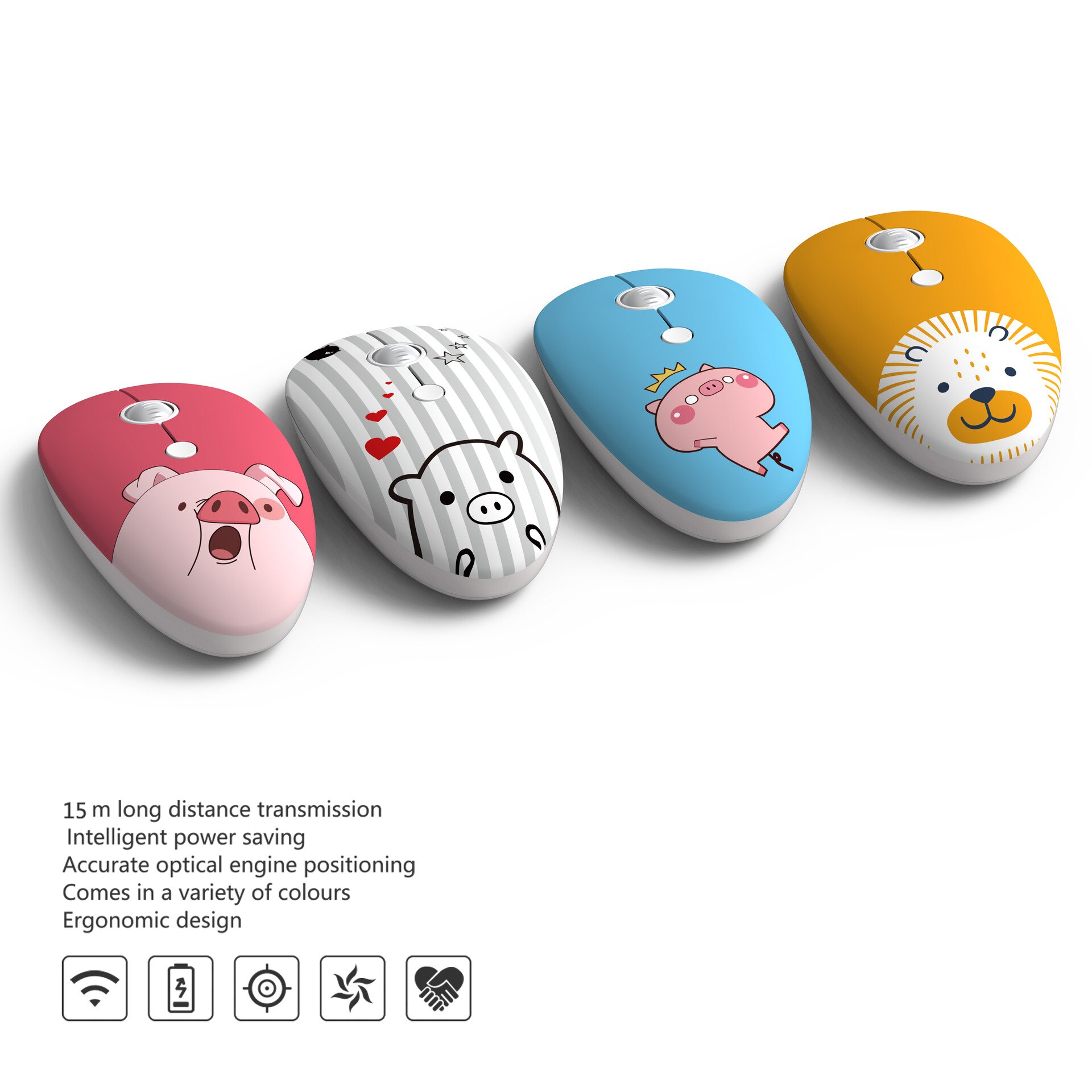 Cartoon animalPattern Wireless USB Mouse 1600DPI Optical Computer Mouse 2.4GHz Ergonomic Mice for Laptop PC Mouse forGirl Office