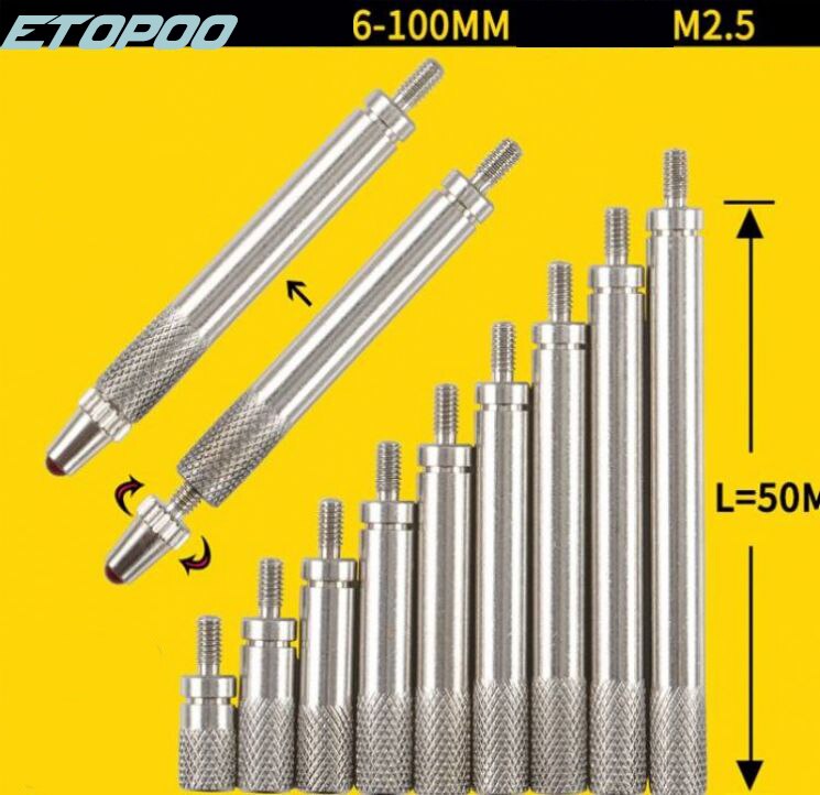 1Pcs M2.5 inside Thread L10-100mm Universal Dial Indicators Probe extension Rods For Dial Indicators Connecting Measuring Tools