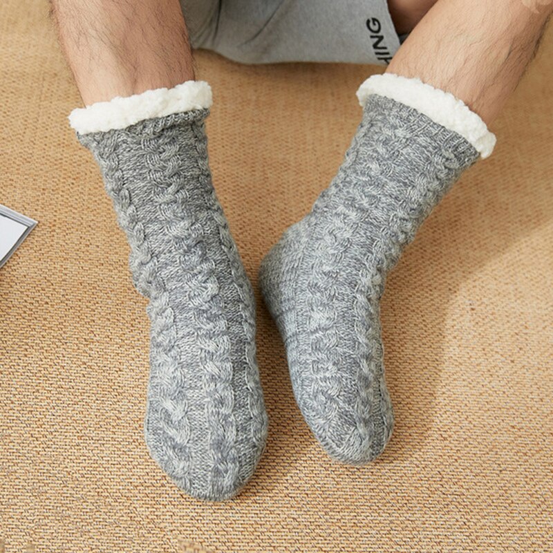 Tøfler menn vinter hjemme tøfler innendørs gulvsokker sko voksne varme tykkere pluss furry slides myke tøfler hommes chaussures: 01