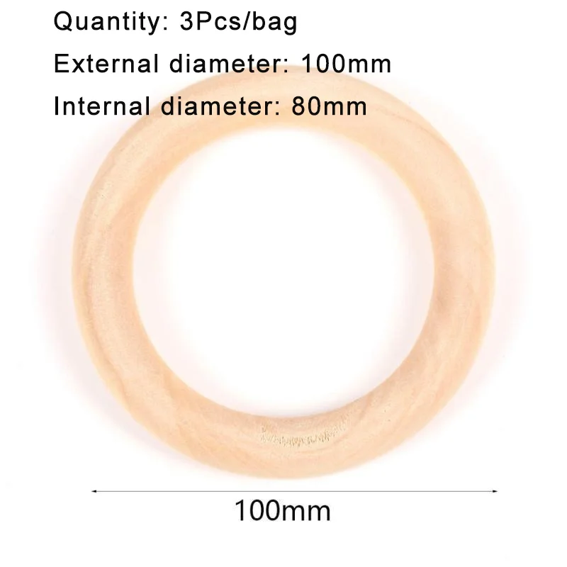 15-100mm feine naturholzringe, hölzerner beißRing für babys, kreis, diy-schmuckherstellung aus holz, ringspielzeug, anhänger, bastelaccessoires: 100mm 1 stück