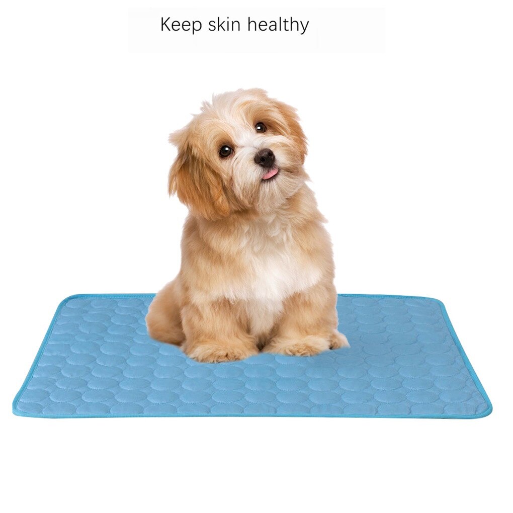 Cooling Mat For Dogs Pet Cat Chilly Non-Toxic Summer Cool Bed Pad Cushion Indoor Pet Summer Bed лежанка для собак#GH: Blue / XS