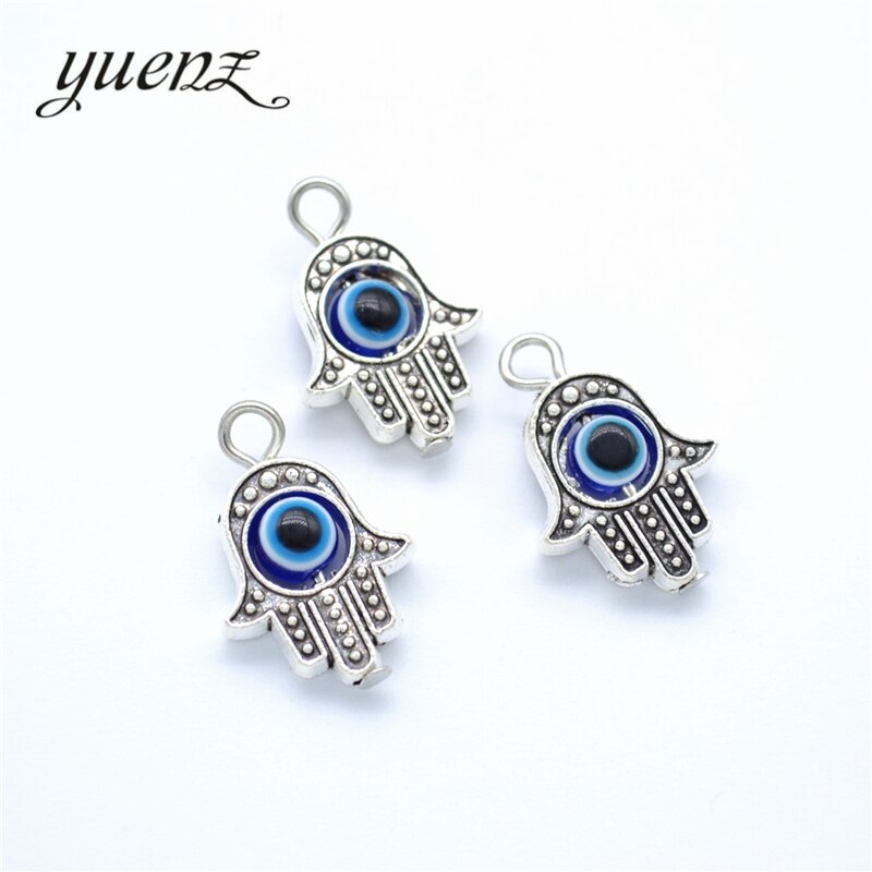 Yuenz 10Pcs Oud Zilver Fatima Hand Charms Hanger: Diy Voor Armband Ketting 20*13Mm W172