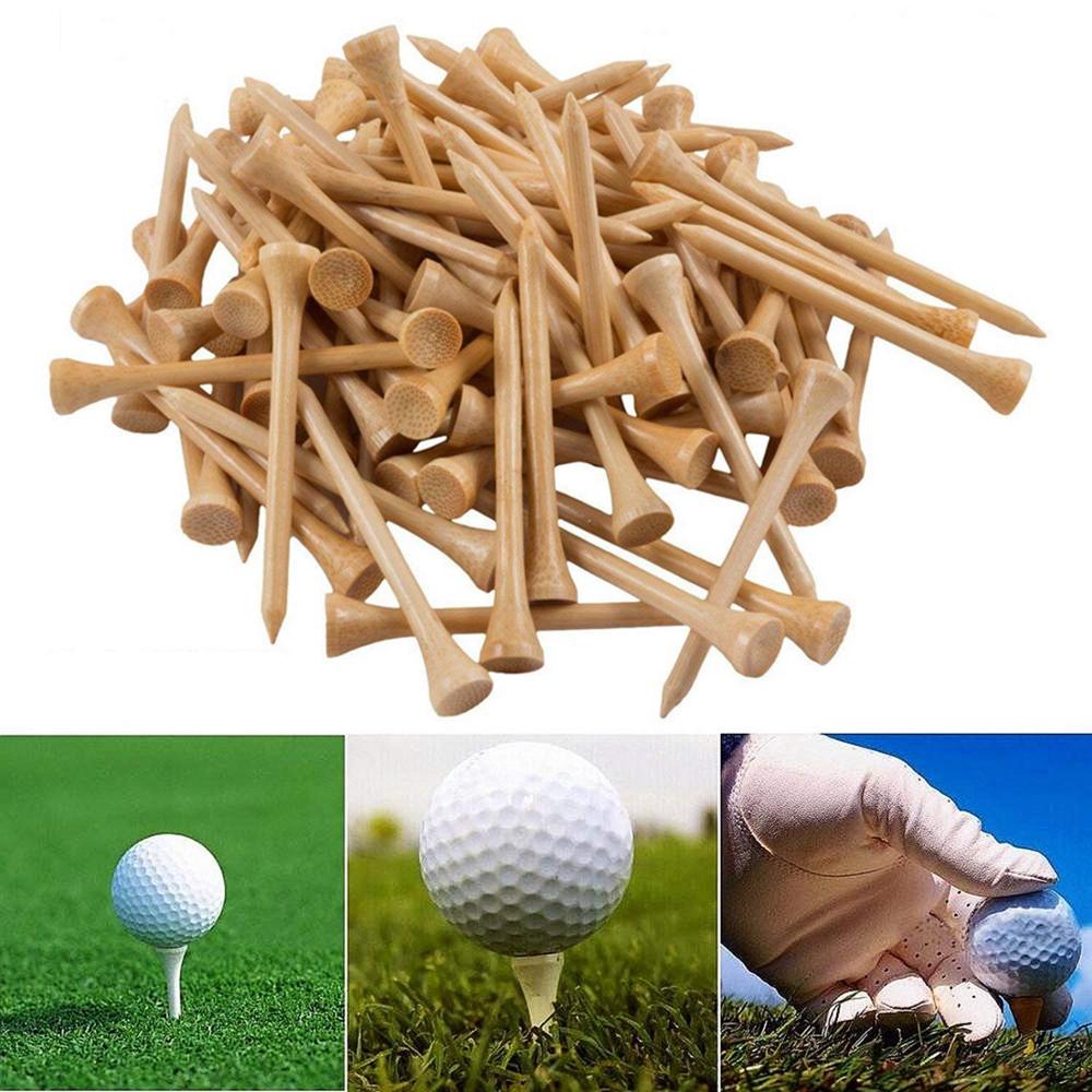 50/100 stk golf tees bambus 83mm 70mm ubrydelig tee golf træning swing øvelse tilbehør mindre friktion stærkere 4 størrelse bulk