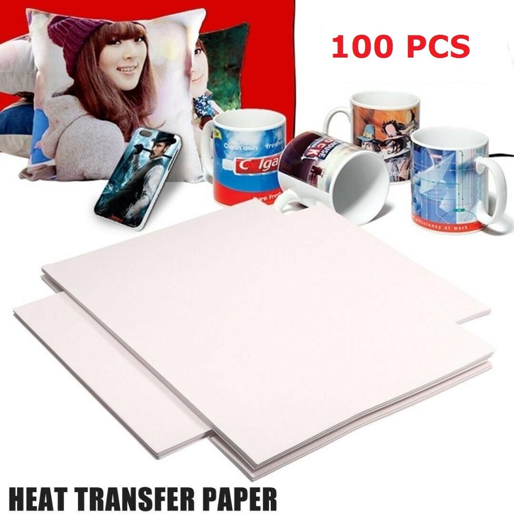 100 stk / parti  a4 sublimering varmeoverførsel papir til polyester bomuld t-shirt pude stoffer klud telefon sag udskrivning