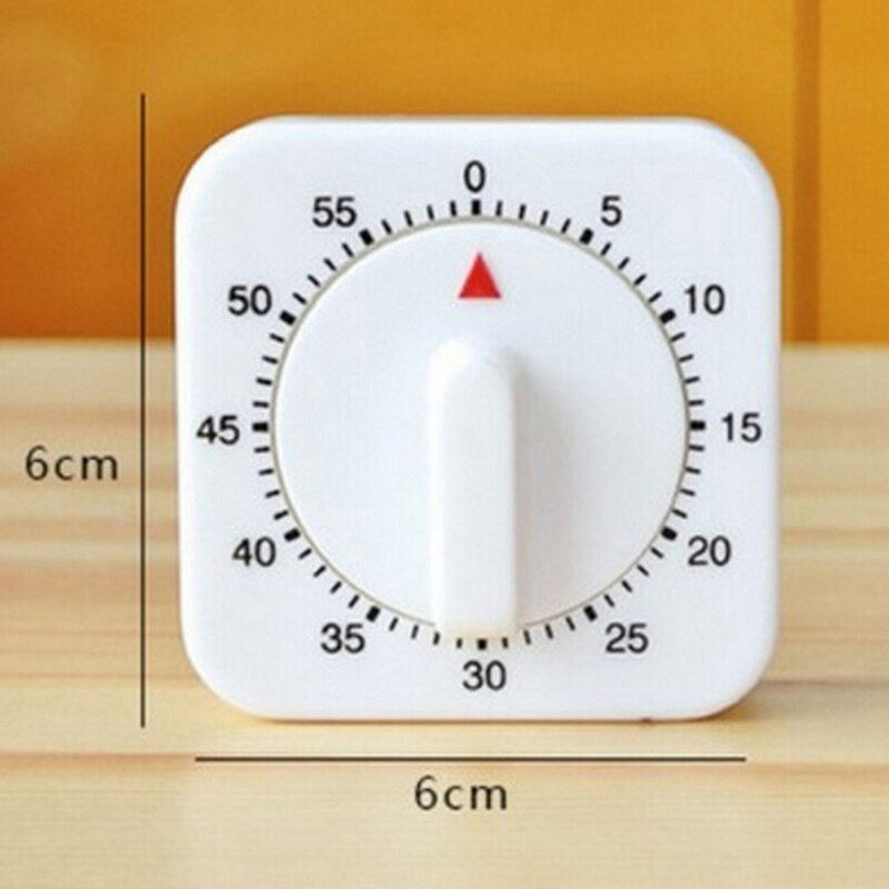 White Portable 60 Minutes Kitchen Timer Count Down Alarm Reminder Square Mechanical Timer Home Tools