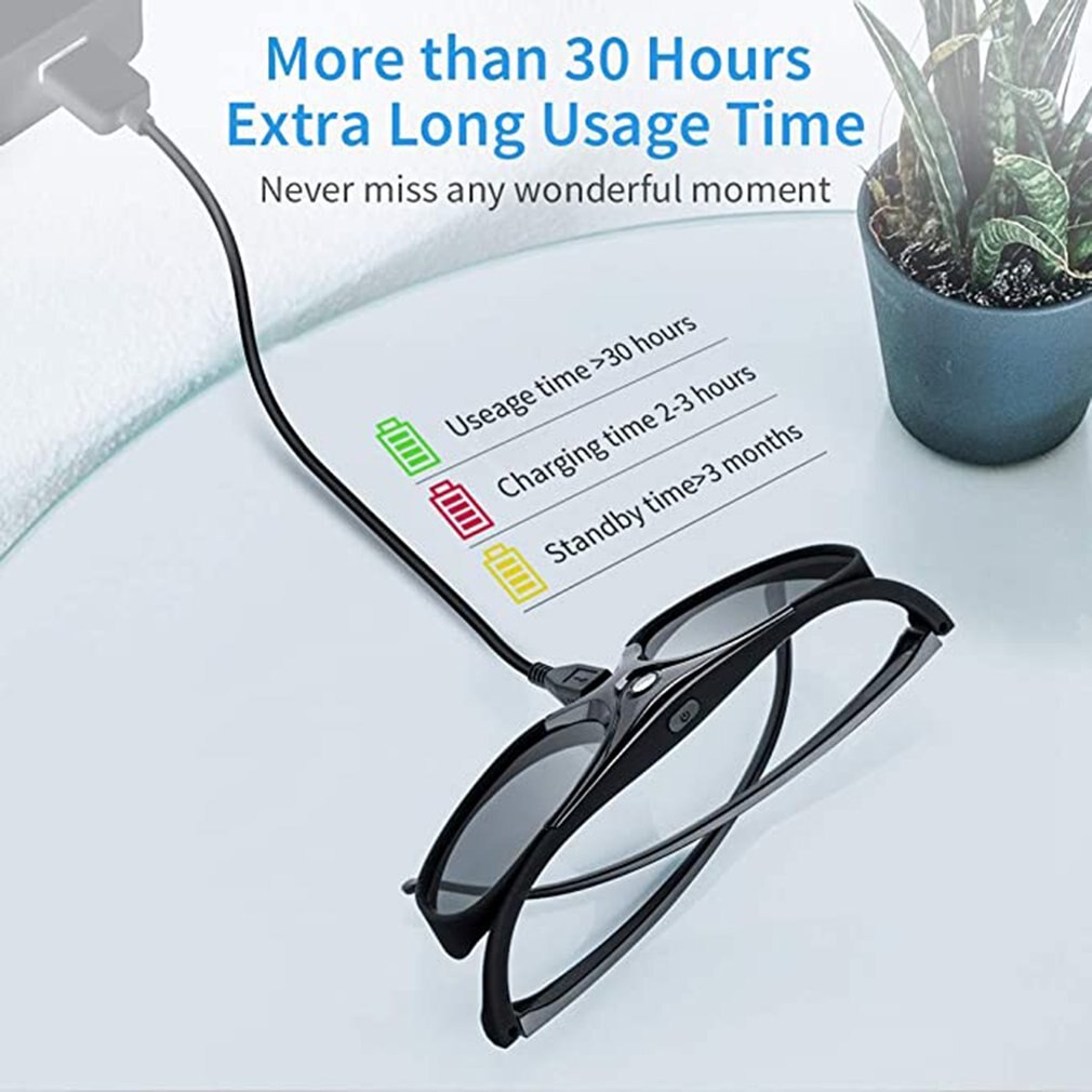 DLP Link 3D Glasses Active Shutter Eyewear Rechargeable Glasses Circular Glasses For DLP 3D Projectors