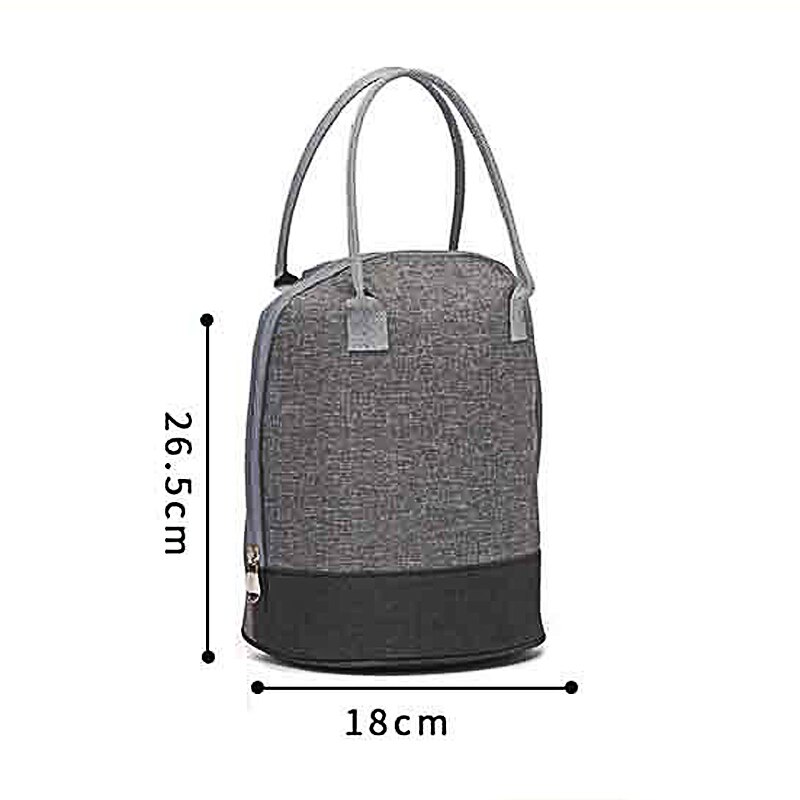 Grote Capaciteit Cilinder Lunch Tas Vrouwen Thermische Geïsoleerde Lunch Box Tote Koeler Handtas Mannen Draagbare Waterdichte Bento Pouch