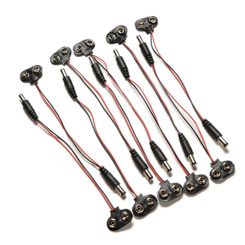 10 stk 9v dc i-type elektronikk aksjer fett jack kontakt batteri strømkabel klips til arduino BH