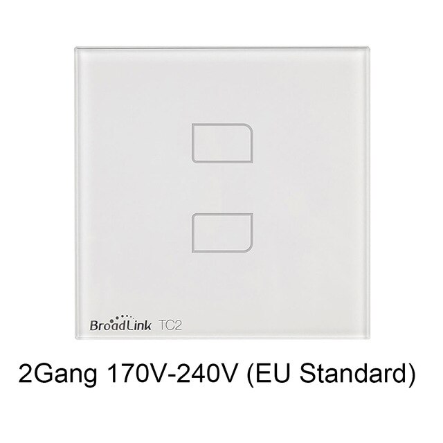 Broadlink TC2 Eu Standaard Lichtschakelaar Modern Wit Touch Panel Wifi Draadloze Smart Controle Via RM4 Pro/Rm pro: EU Standard 2gang