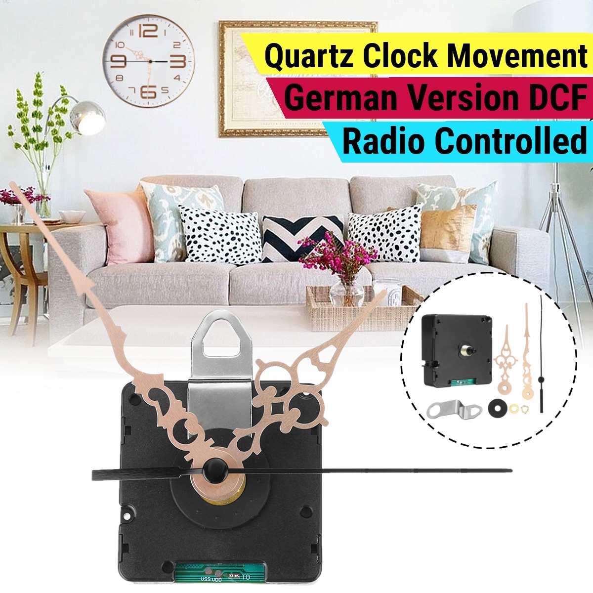 1/2/5/10x Quartz Clock Atomic Radio Controlled Silent Clock Movement DIY Kit Germany DCF Signal HR9403 Model Just for European: 1PCS