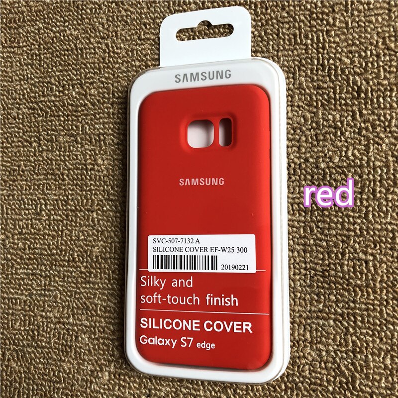 Original Samsung Galaxy S7edge Liquid Silicone Case Silky Soft-Touch Finish Back Protective Cover For Samsung s7edge packing: s7edge no packing / red