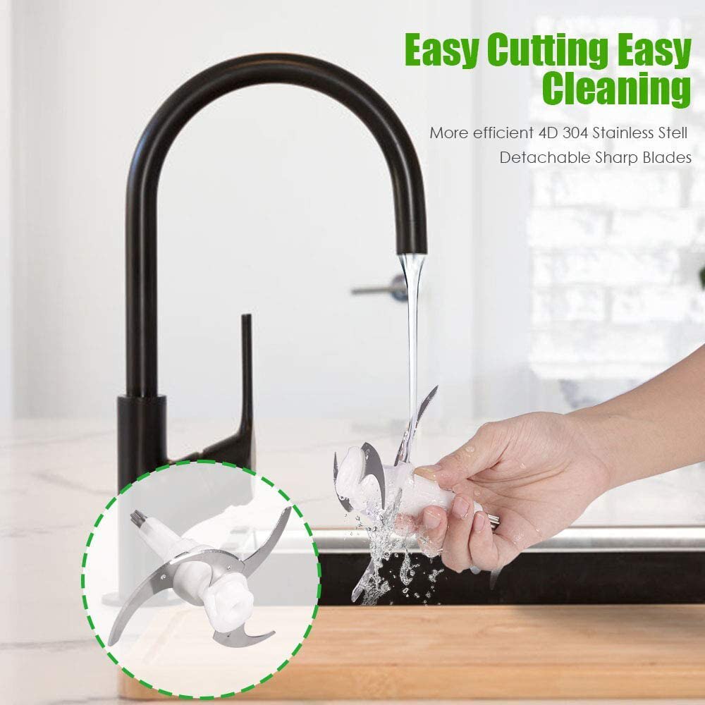 Homgeek-Picadora eléctrica de acero inoxidable, picadora de carne de 2L de capacidad, procesador de alimentos, rebanador con 2 modos, accesorios de cocina