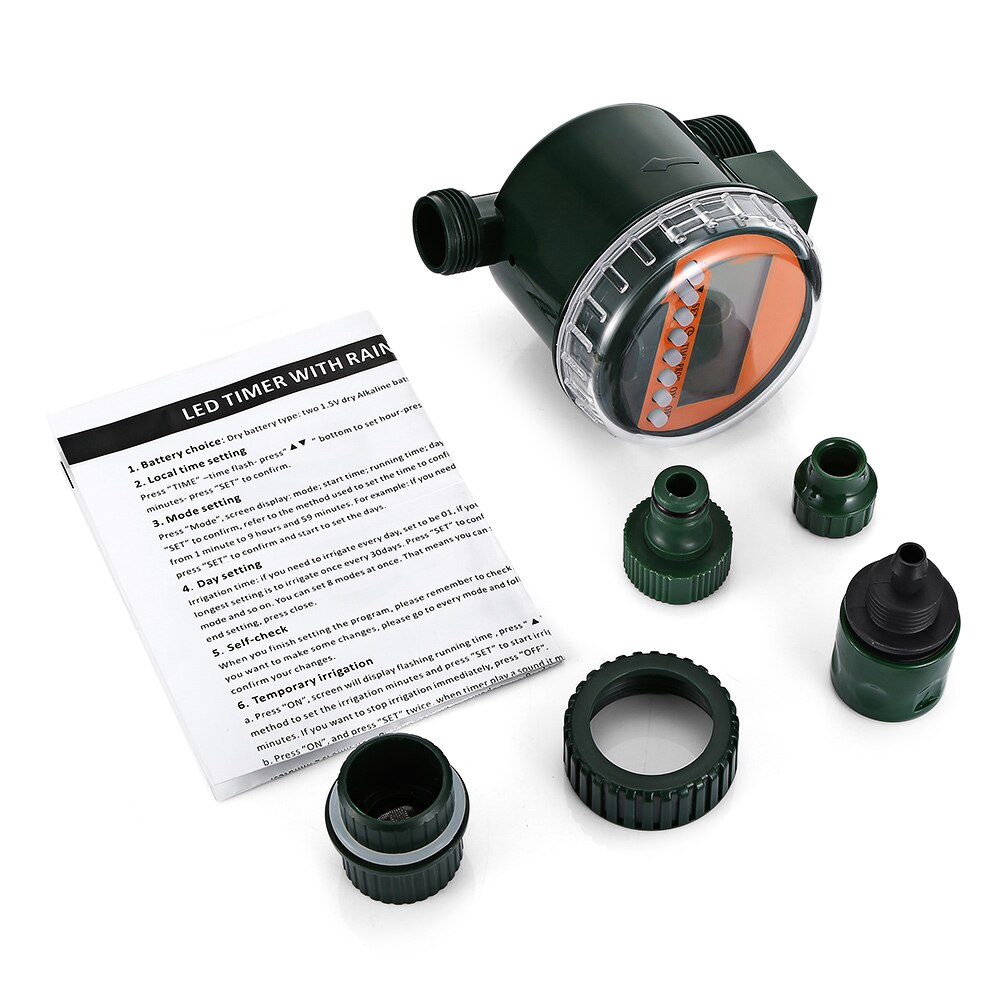 Automatic Intelligent Watering Timer Irrigation Controller Electric Valve Rain Sensor LED Display Electronic Garden Water Timer