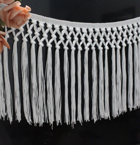 Borlas de encaje anudadas para vestido de novia conjunto de 2 unidades de ropa de 21cm con flecos, borlas de tres nudos, encaje para escenario: Default Title