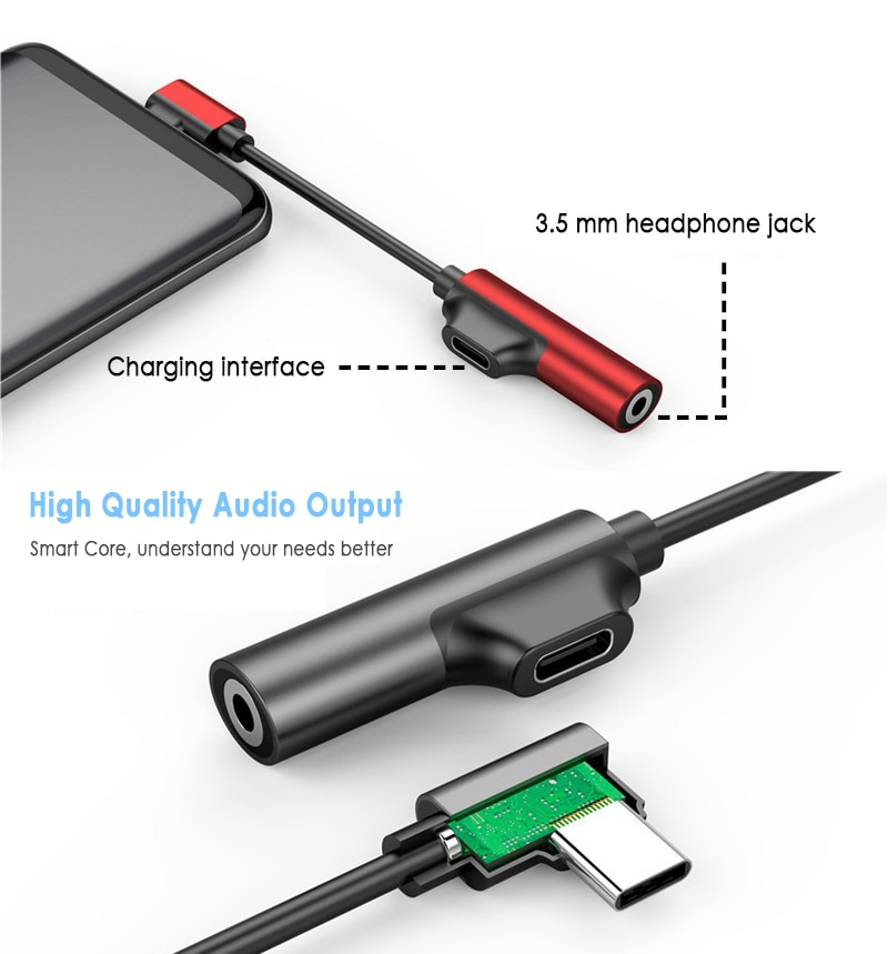 2 In 1 Usb C Audio Kabel Type C 3.5Mm Oortelefoon Connector Snelle Hoofdtelefoon Jack Splitter Opladen Audio Adapter voor Huawei Xiaomi