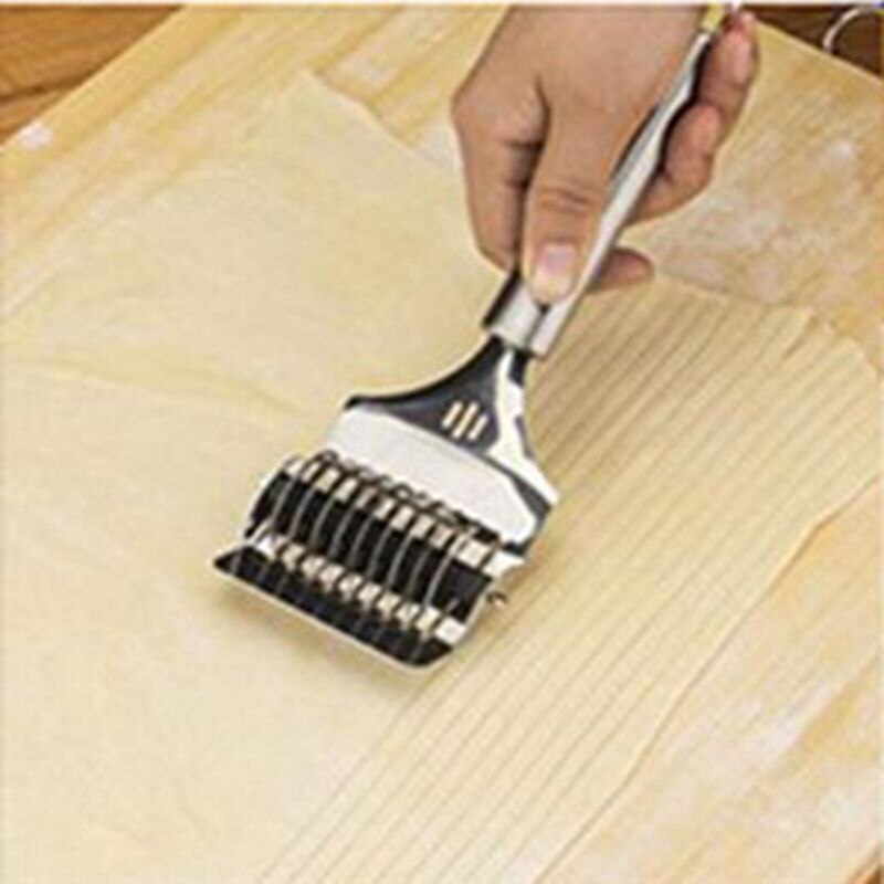 WOWCC 1pc Stainless Steel Noodle Lattice Roller Docker Dough Cutter Pasta Spaghetti Maker Manual Noodle Press Kitchen Tools