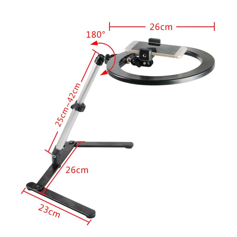 Led Ring Licht Ringvormige Lamp Voor Iphone Telefoon Make Fotografie Verlichting Camera Studio Vulling Lamp Met Statief Telefoon Houder Stand