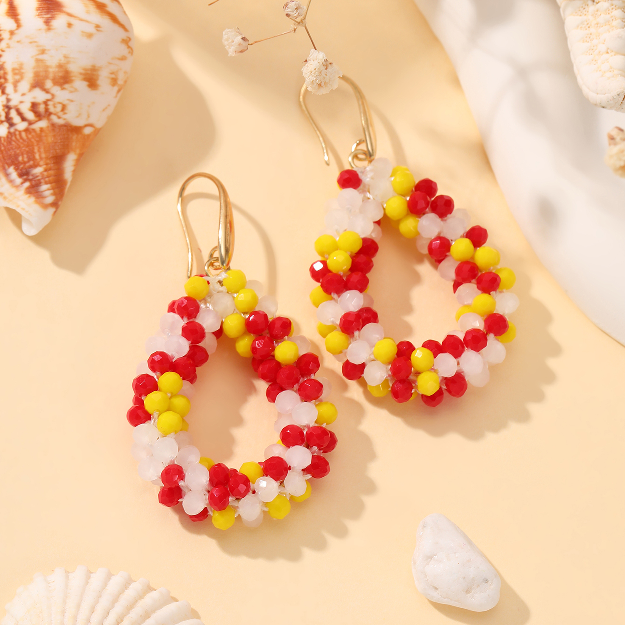 Pendientes pequeños INKDEW, pendientes de gota de agua de colores de bandera nacional para mujer, pendientes de cristal hechos a mano, joyería de EA124