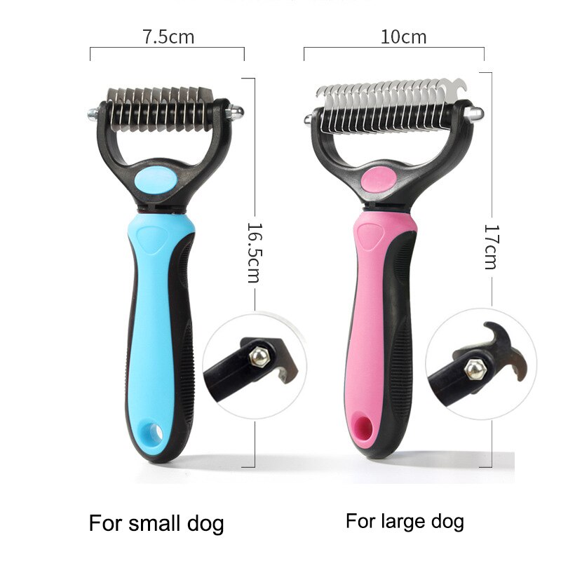 Dog Hair Deshedding Comb Double Pet Grooming Brush Cat Trimming Dematting Tool For Dog Matted Long Hair Curly Pet Grooming Tool
