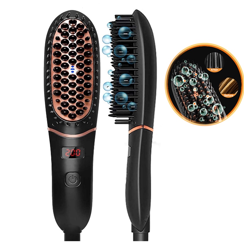 Kit barbe pour homme peigne à lisser brosse à barbe chauffante moustache homme peigne à raser femmes brosse à lisser les cheveux