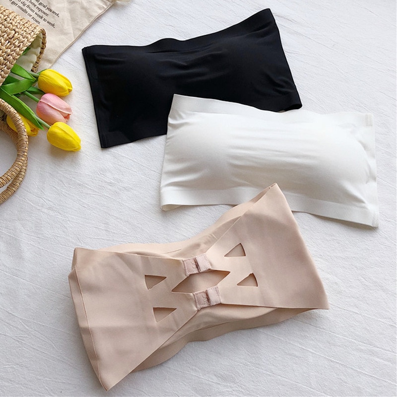 Strapless Bra Women Tube Top Seamless Underwear Brassiere Beauty Back Hollow Wrap Top Sexy Lingerie Invisible Bra Bandeau Top