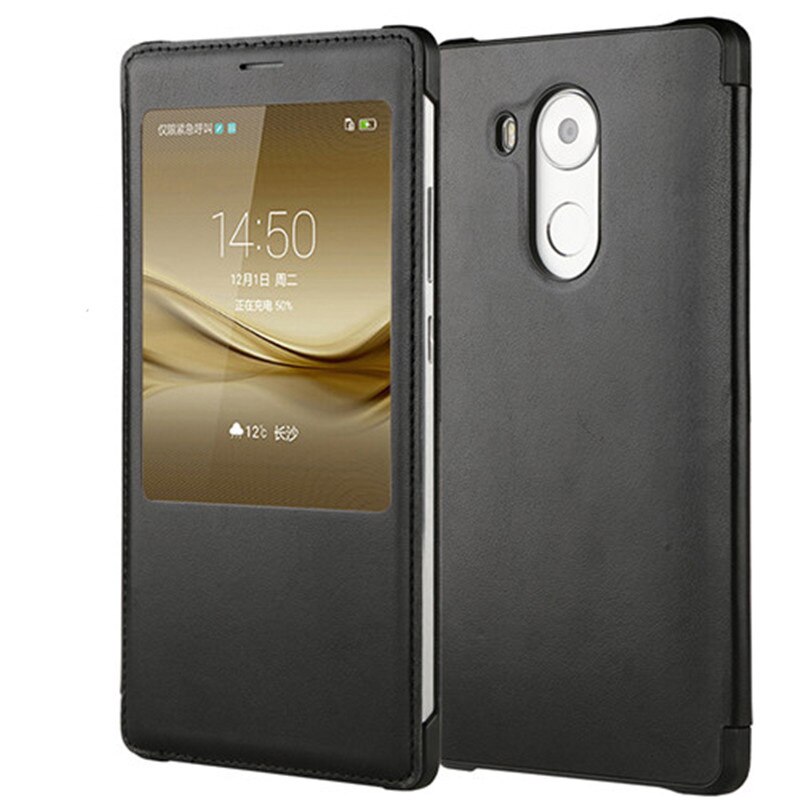 LEPHEE for Huawei Mate 8 9 Case Huawei Ascend Mate8 Cover GOLD Hard Back Cover Window Flip Leather Cases for Huawei Mate8 10: For Huawei mate 9 / Black