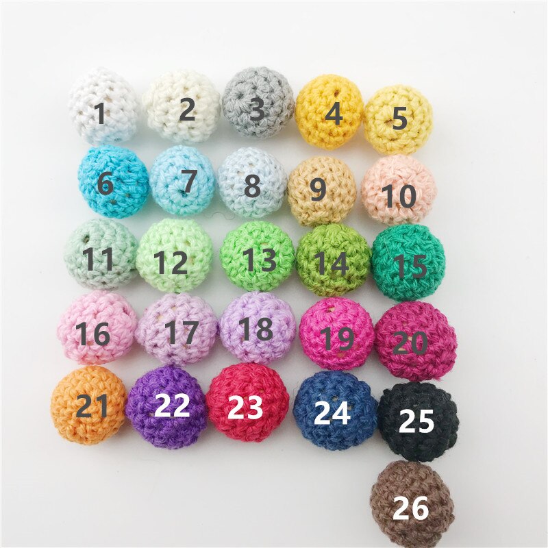 Baby sygepleje smykker tilbehør grøn serie hæklede perler 16mm 30pc kan tygge diy bitring armbånd hæklede perler