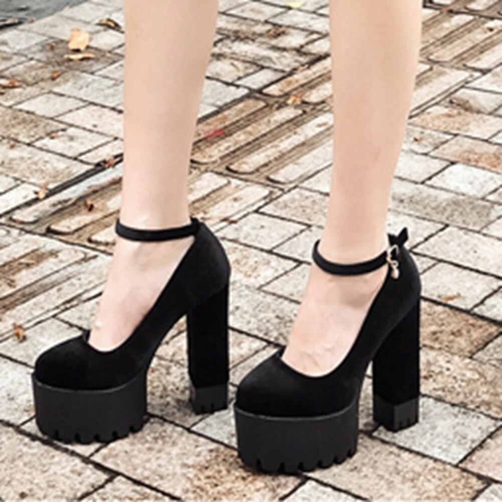Sarairis Platform Summer Shoes Woman Pumps Female Chunky High Heels Buckle Strap Concise Pumps Women Shoes
