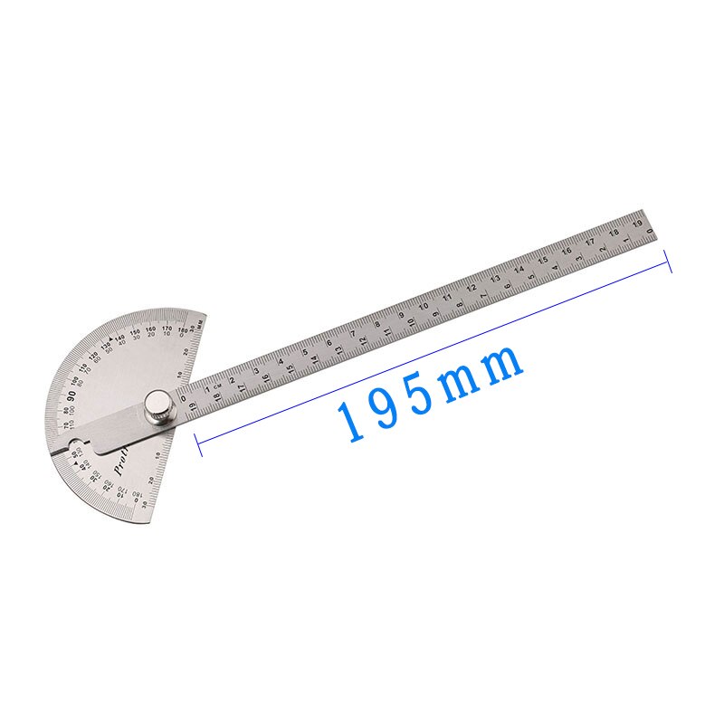 180 degree semicircular protractor angle ruler 0-145mm divider stainless steel gauge: 0-195mm