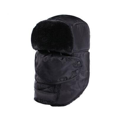 Vinter balaclava beanie hat kvindelig til kvinder mænd ansigtsmaske motorhjelm vindtæt tyk varm sne ski vinter hat cap øreklap: Sort