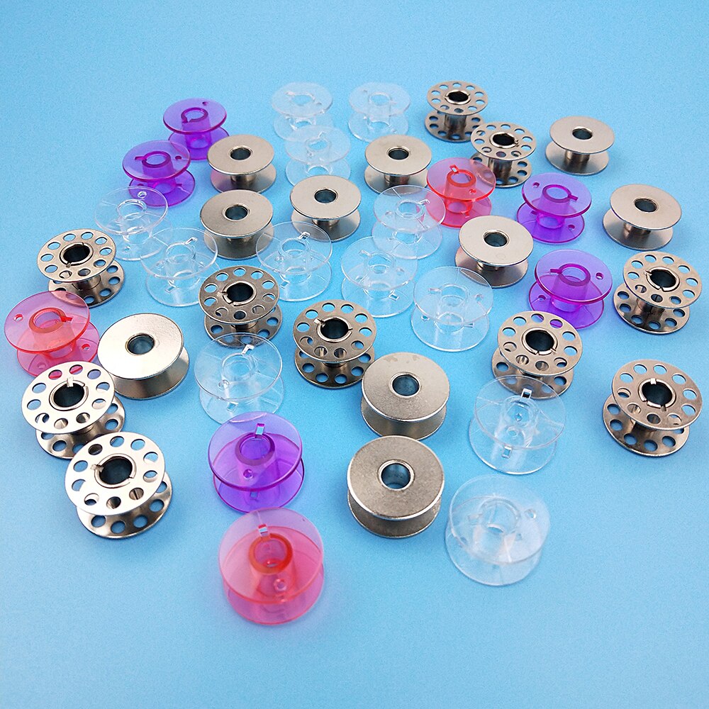 10pcs/lot Bobbins Spools Plastic Metal Home Sewing Craft Empty Bobbin Spool For Singer Brother Sewing Machine Tools