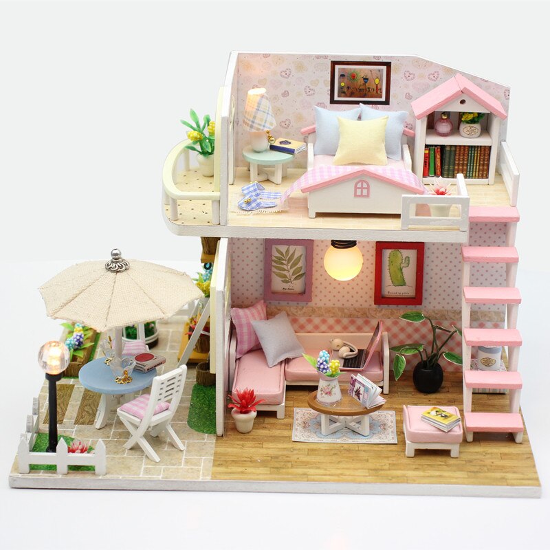 Diy Poppenhuizen Meubels Miniatura Handgemaakte Poppenhuis Miniatuur Poppenhuis Houten Speelgoed Voor Kinderen Volwassenen