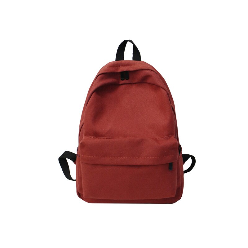 Female Canvas Backpack Women Solid Casual School Bag for Teenagers Boys Backpacks Korean Preppy Style Rucksack Mochilas Feminina: Red