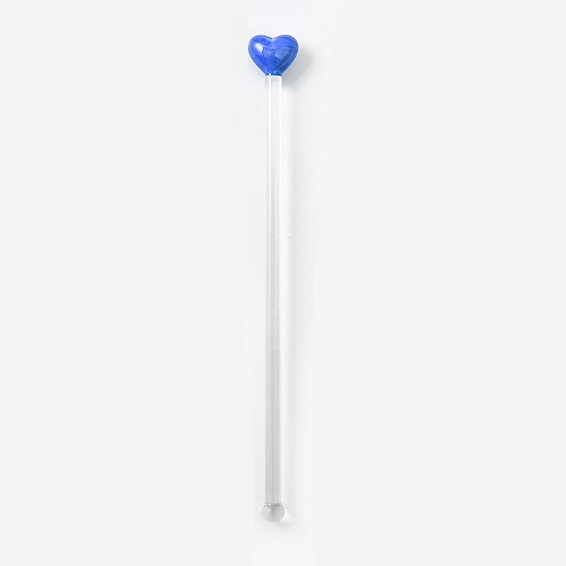 Cocktail Mixed-drink Stirring Stick Love Painted Glass Stirring Stick Cute Long Handle Juice Coffee Extension Spoon: blue