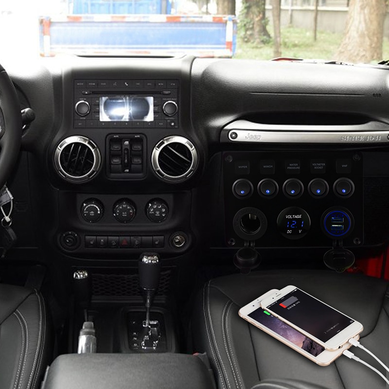 5 Gang Marine Boat Switch Panel Led Waterproof Circuit With Voltmeter Dual Usb Charger Panel Switch Boat Yacht 12v 24v