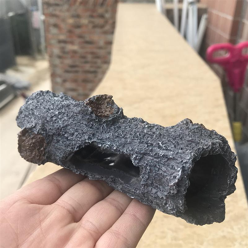 1 Pc Hidden Hollow Tree Simulation Resin Portable Trunk Tree with Holes Hollow Tree Hideouts Decors for Pond Aquarium Fish Tank