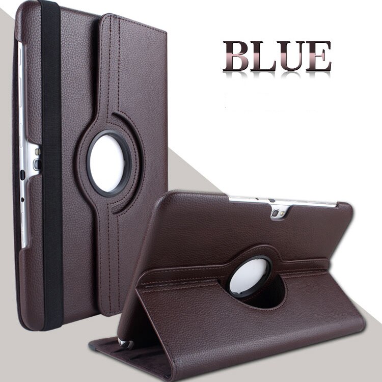 360 draaibare beugels, flipstandaard, leren hoes voor samsung galaxy note 10.1 gt-n8000 n8000 n8010 n8020 tablethoes + pen: Bruin