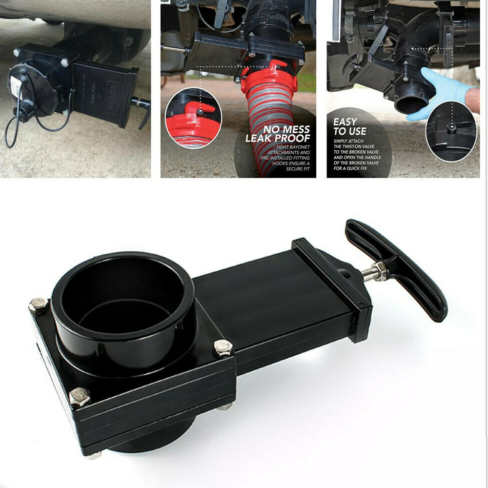 50MM RV Sewage Valve Drain Valves black Dump Waste Sewer ABS Valve Waste Valve Auto Accessories for Caravan Campers Trailers