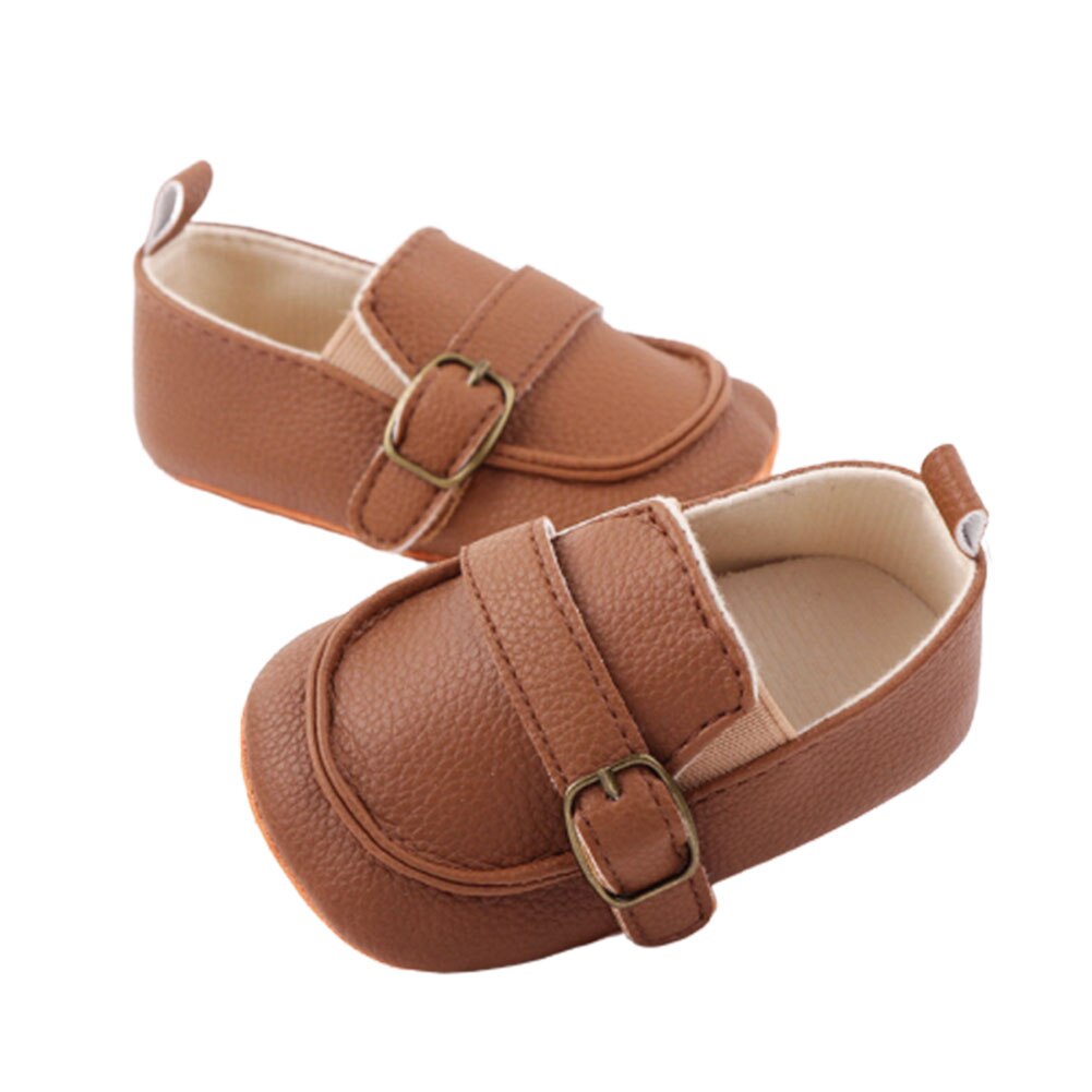 0-18m baby eerste loopstoeltjes 1 paar baby meisjes jongens schattige stevige schoenen erwten schoenen pu leren babyschoenen zachte onderkant peuter: C / 13-18 maanden