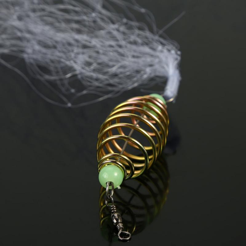 Fishing Net Trap Mesh Multi Size Plastic Small Fishing Netting Spring Connector with Luminous Beads Foldable Fishing Network