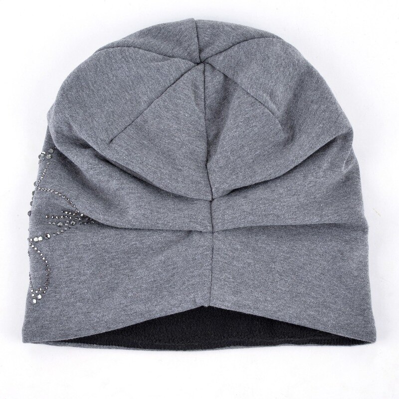 Female Beanie Bonnet Autumn And Winter Caps Hip-hop Cap Flower Rhinestone Hats For Women Beanies