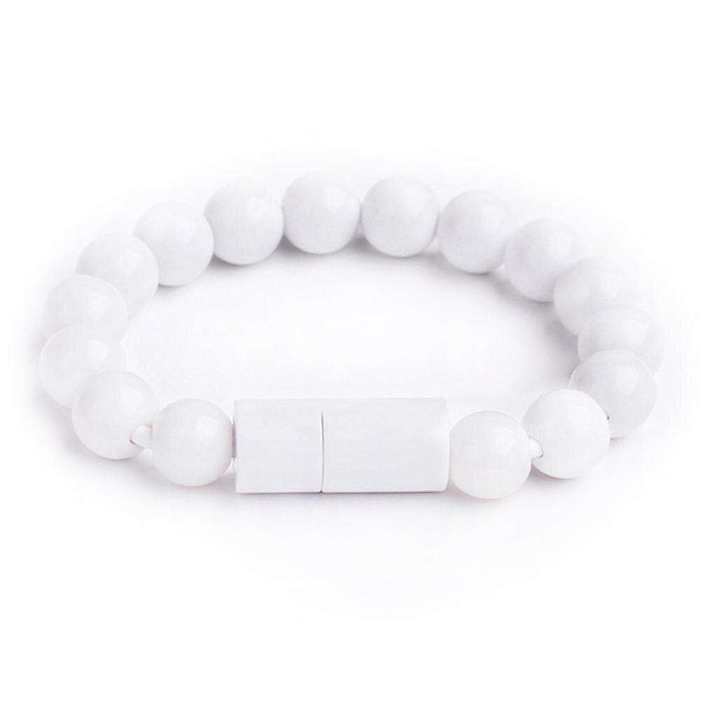 Micro USB2.0 USB Daten Sync Lade Kabel Bead Armband Ladegerät Reine Farbe Für IPhone Android 8pin Typ C für samsung: for iPhone / White