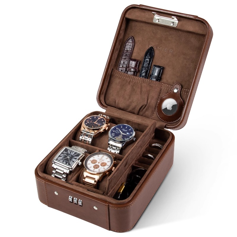 Leren horlogedoos Luxe herenhorloges Opbergkoffers Draagbare polshorloge-organizer Geschenkdozen Horloges Reiskoffers met slot