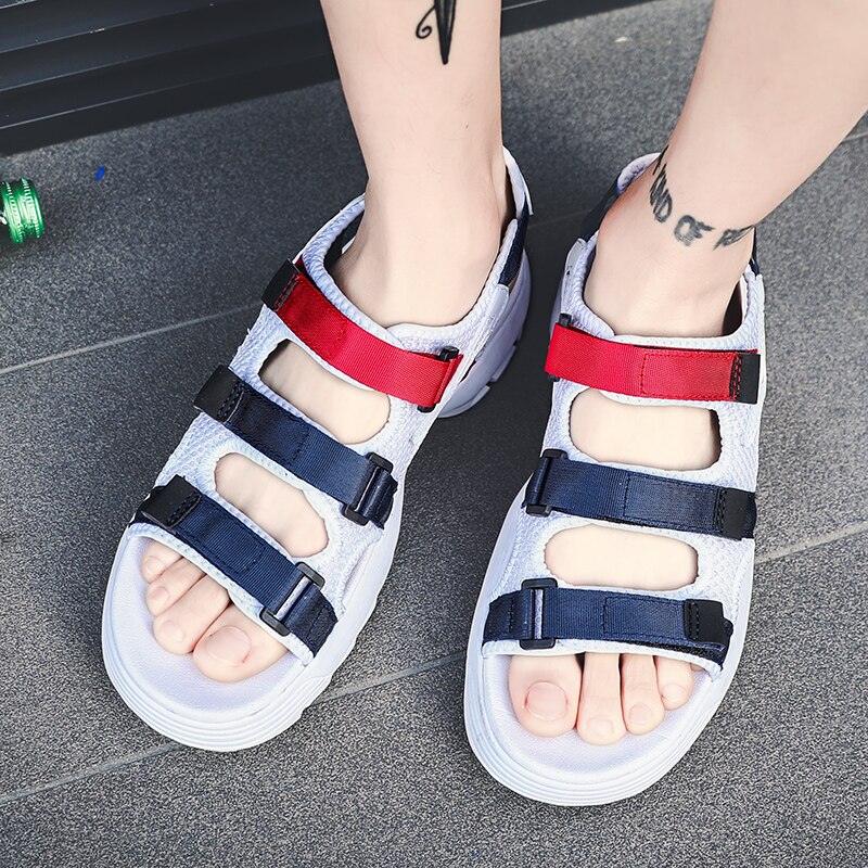 Tjock vit unisex masculina män romerska gummisandaler klänning sula sandalia utomhussandal avslappnad manlig gladiator sandalier  on 39