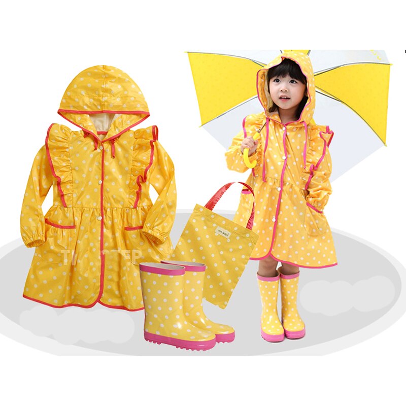 Kids Rain Suit Fun Raincoats Princess Outdoor Thicken Waterproof Rain Coat for Girls 4 Colors Raincoat Kids Poncho