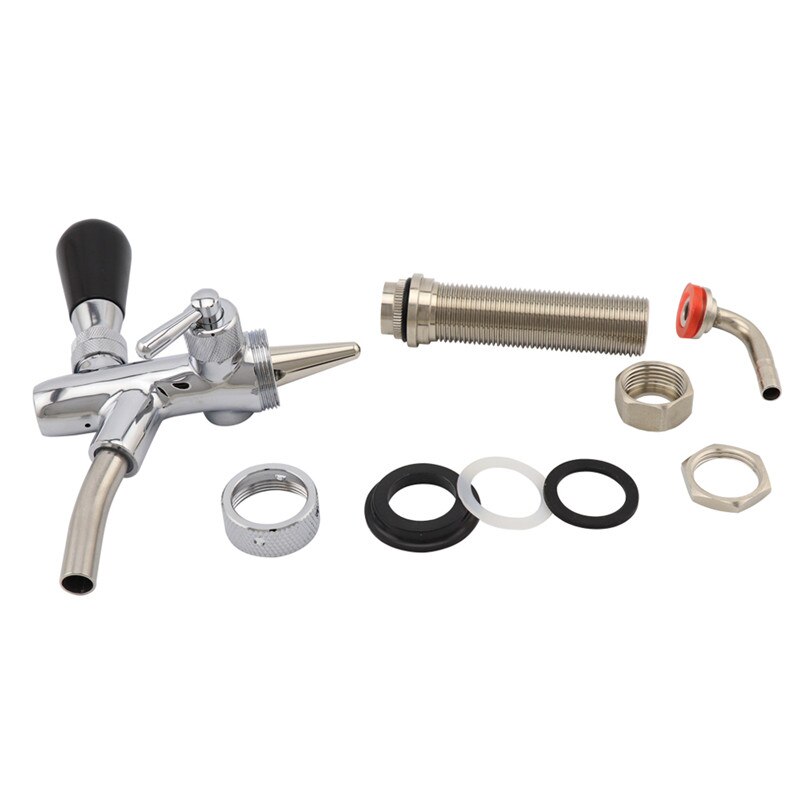 Adjustable Beer Tap with 4inch Shank Chrome Plating Flow Control Beer Faucet Homebrew Kegerator Draft Beer Tap